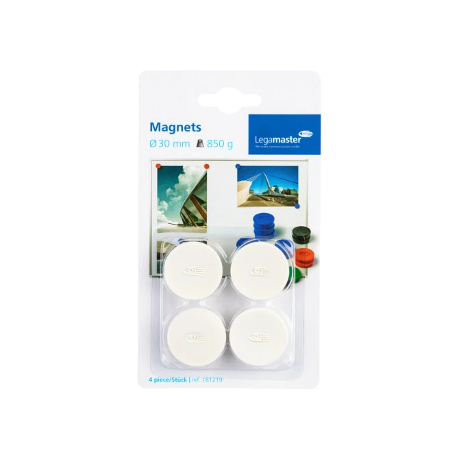 Magneet Legamaster 30mm 850gr wit 4 stuks