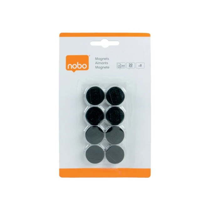 Magneet Nobo 20mm zwart 8 stuks