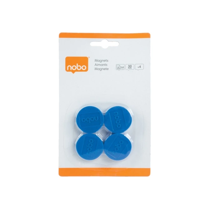 Magneet Nobo 30mm blauw 4 stuks