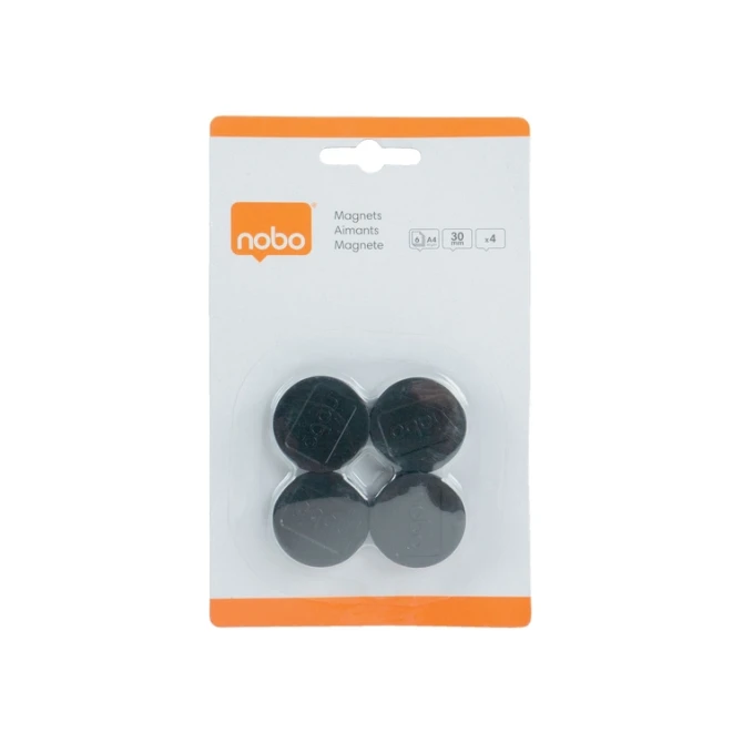Magneet Nobo 30mm zwart 4 stuks