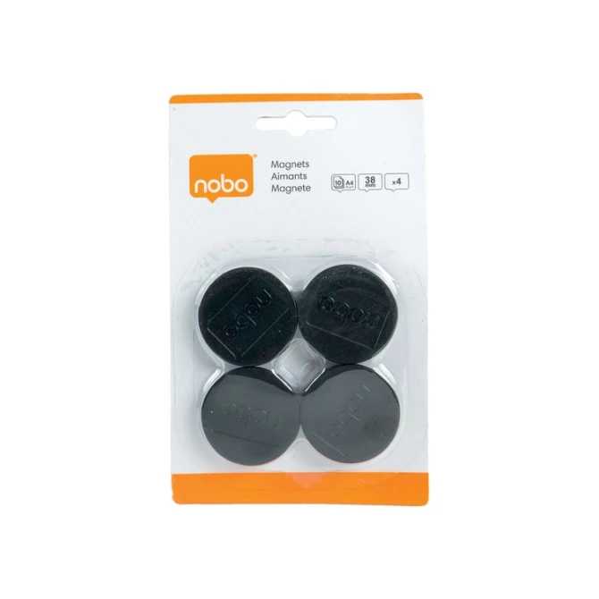 Magneet Nobo 38mm zwart 4 stuks