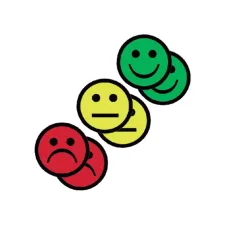 Magneet smiley 50mm 2x geel 2x groen 2x rood