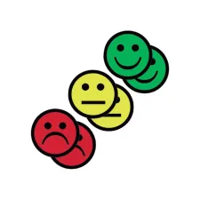 Magneet smiley 75mm 2x geel 2x groen 2x rood
