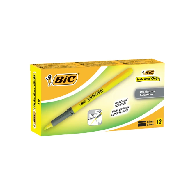 Markeerstift Bic brite liner grip geel
