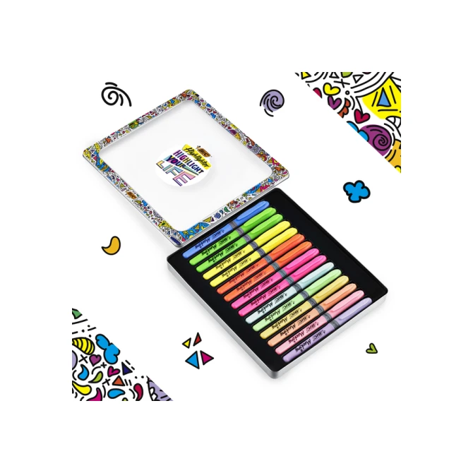 Markeerstift Bic grip Highlight your life assorti blik à 15 stuks