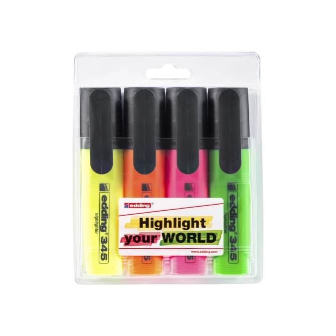 Markeerstift edding 345 2-5mm assorti set à 4 stuks