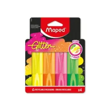 Markeerstift Maped Glitter set à 4 fluoriserende kleuren