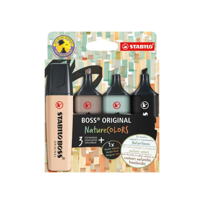 Markeerstift STABILO Boss 70/4 nature colors etui à 4 stuks