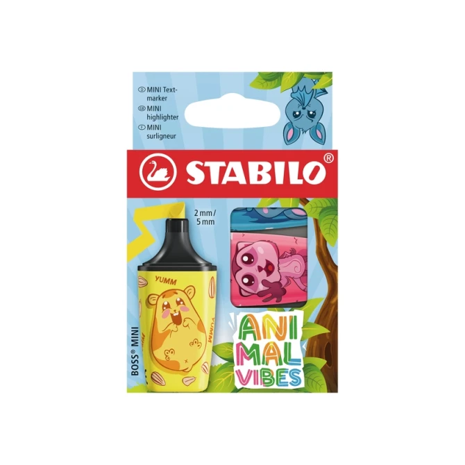 Markeerstift STABILO BOSS Animal Vibes mini assorti blister à 3 stuks