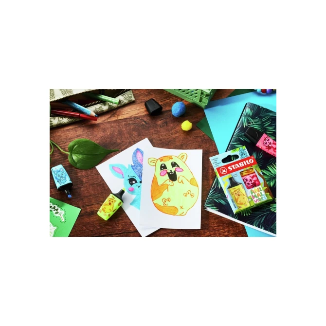 Markeerstift STABILO BOSS Animal Vibes mini assorti blister à 3 stuks