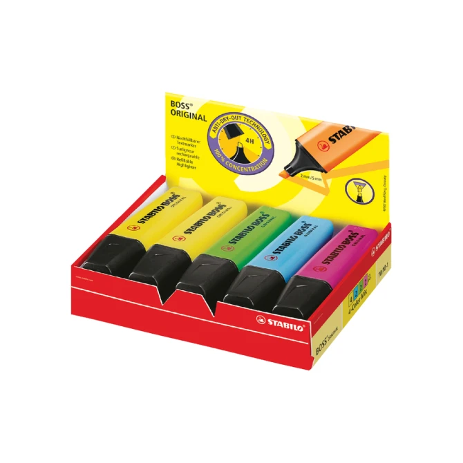 Markeerstift STABILO BOSS Original 70/10 assorti 4 kleuren doos à 10 stuks