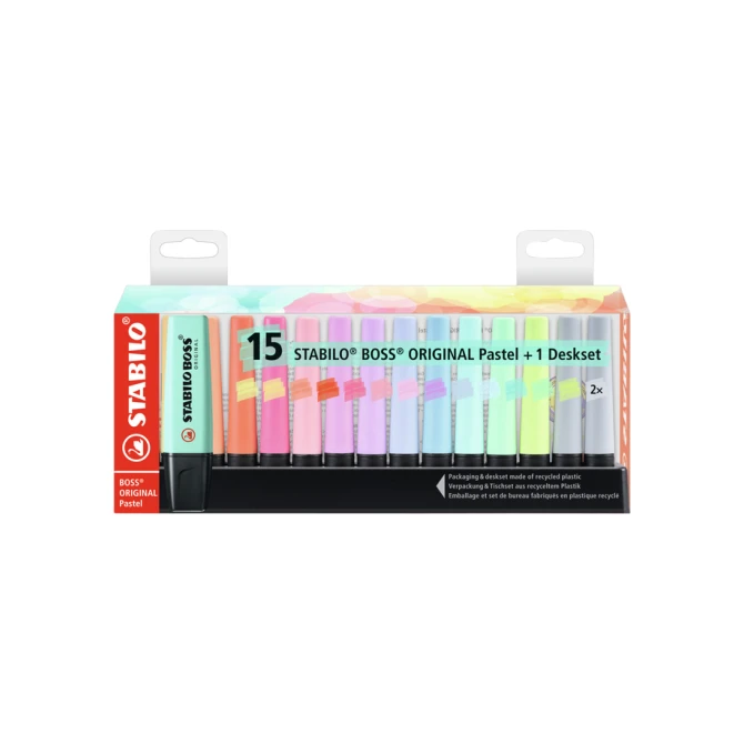 Markeerstift STABILO BOSS Original 70/15 pastel assorti deskset à 15st