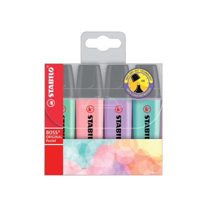 Markeerstift STABILO BOSS Original 70/4 pastel assorti etui à 4 stuks