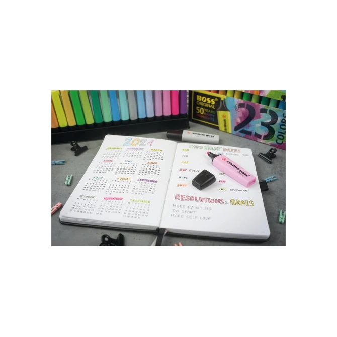 Markeerstift STABILO BOSS Original 70/4 pastel incl grijs ass 4st