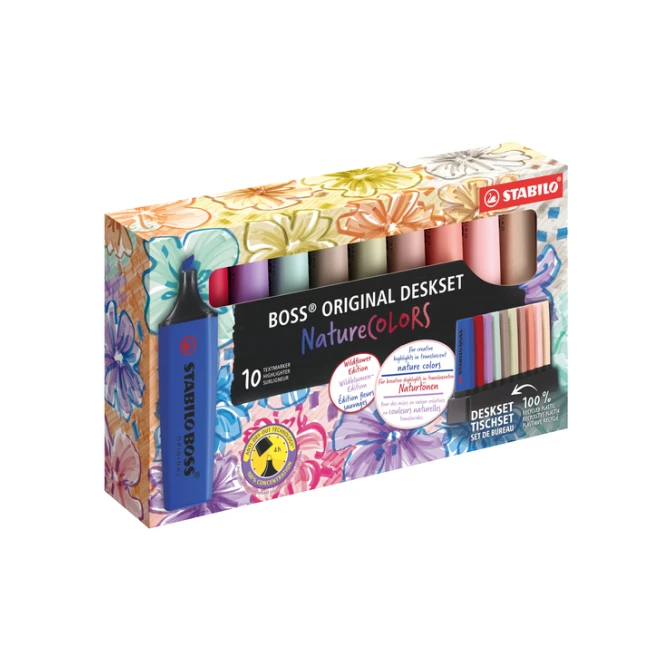 Markeerstift STABILO Boss Wildflower & Nature Colors ass deskset 10st