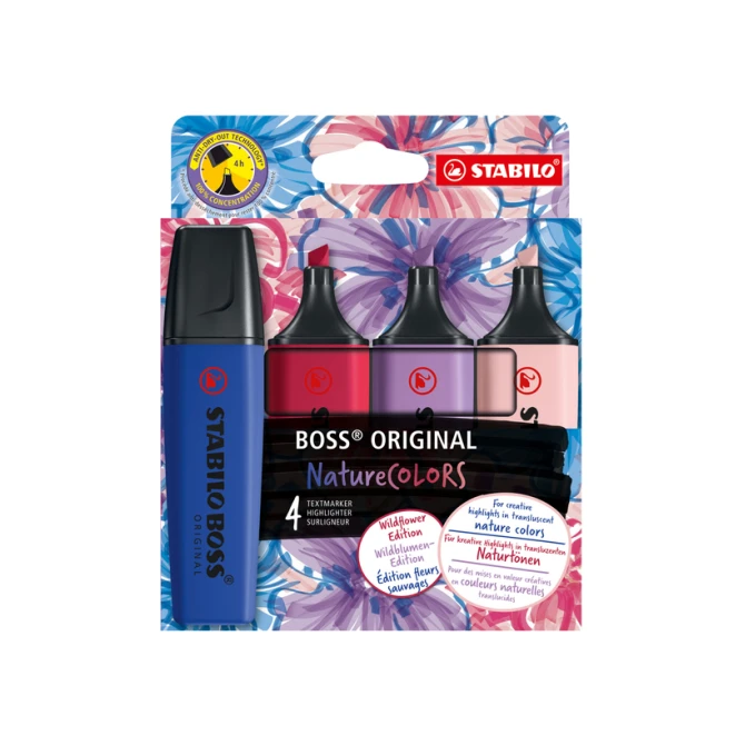 Markeerstift STABILO Boss Wildflower assorti 4 stuks