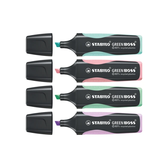Markeerstift STABILO GREEN BOSS 6070/4 pastel assorti etui à 4 stuks