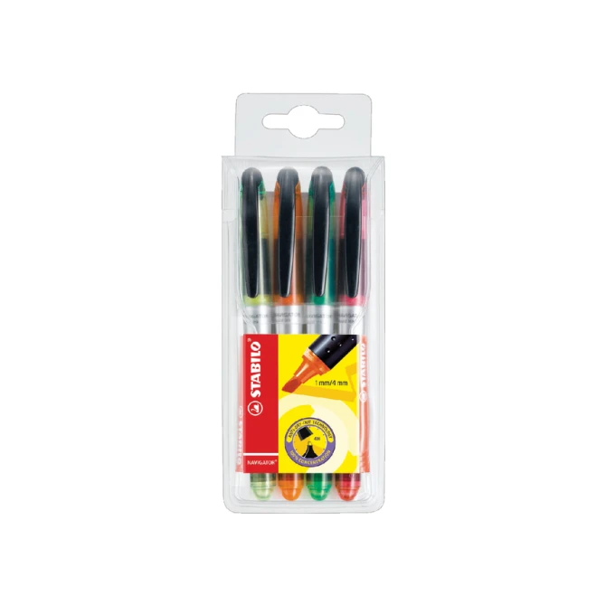 Markeerstift STABILO Navigator 545/4 assorti etui à 4 stuks