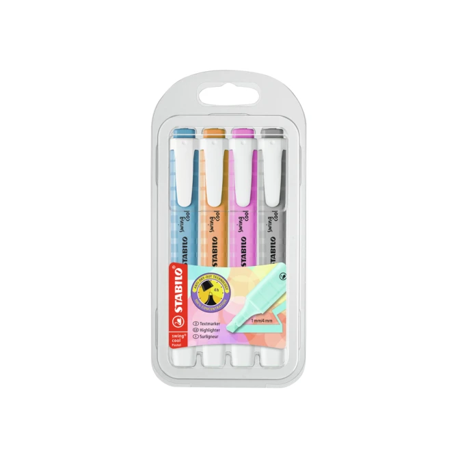 Markeerstift STABILO Swing cool 275/4 pastel assorti etui à 4 stuks