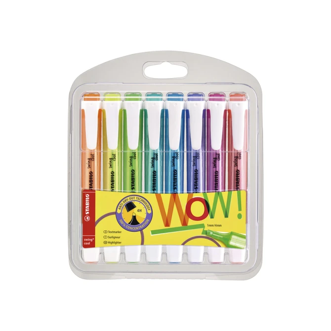 Markeerstift STABILO Swing cool 275/8 Wow assorti etui à 8 stuks