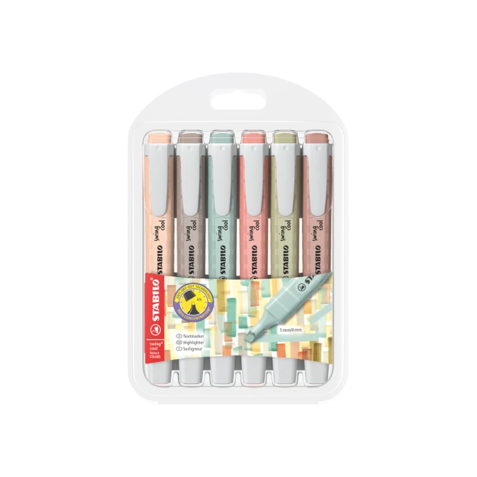Markeerstift STABILO Swing cool nature colors assorti 6 stuks