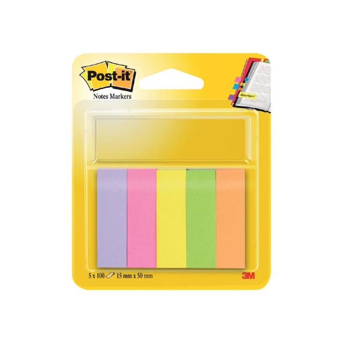 Markeerstrook Post-it 670 15x50mm papier assorti 5x100vel