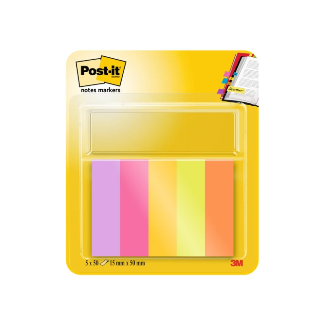 Markeerstrook Post-it 670-5-TFEN 15x50mm Energetic 5 stuks
