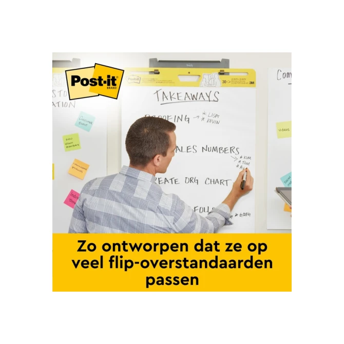 Meeting chart Post-it 563R Super Sticky 50,8x58,4cm met tafelstandaard wit 20 vel