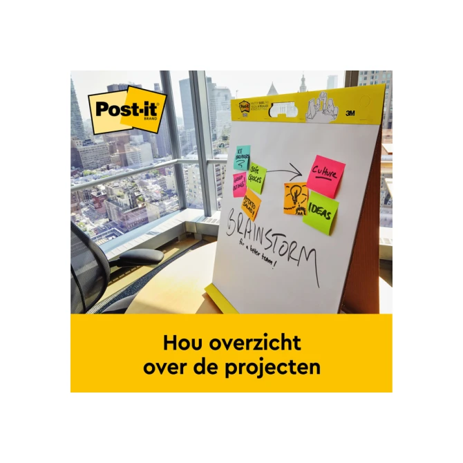 Meeting chart Post-it 563R Super Sticky 50,8x58,4cm met tafelstandaard wit 20 vel