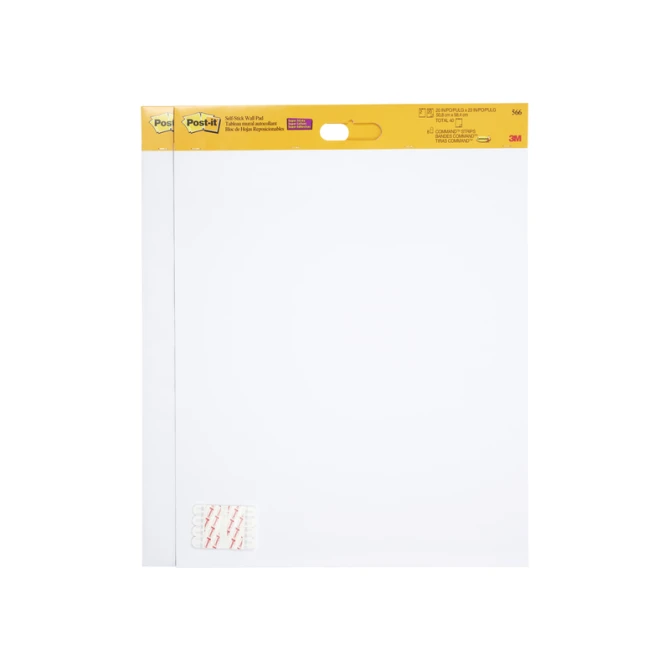 Meeting chart Post-it 566 Super Sticky 50.8x58.4cm wit incl Command bevestigingsstrip 2 stuks