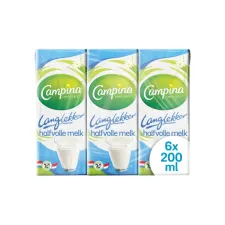 Melk Campina LangLekker halfvol 20cl 6 stuks
