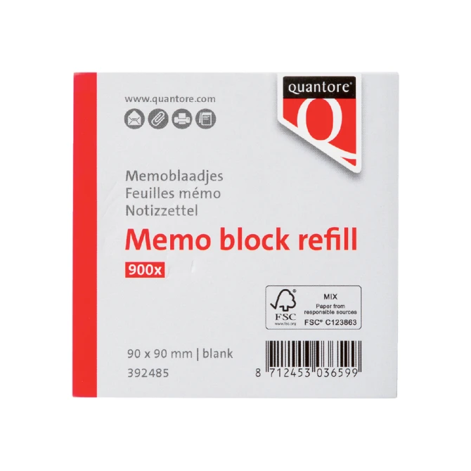Memoblaadjes Quantore losbladig 90x90x90mm 900 vel