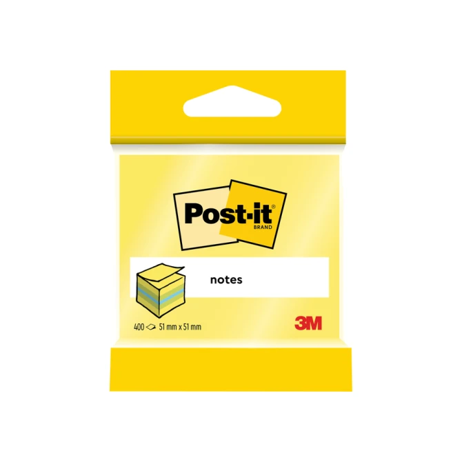 Memoblok 3M Post-it 2012L 51x51mm kubus ass kleur 400 vel