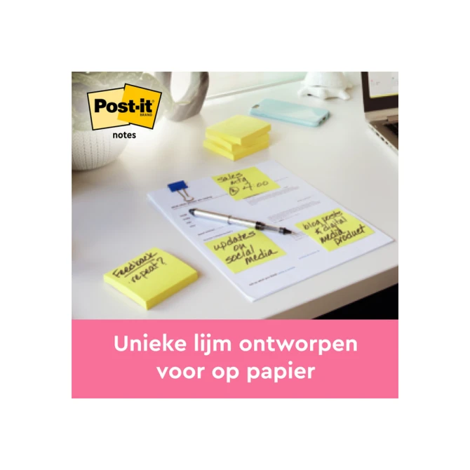 Memoblok 3M Post-it 563 101x101mm geel 200 vel
