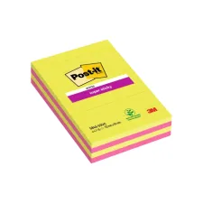 Memoblok 3M Post-it 584 127x203mm Super Sticky lijn assorti kleur 4 stuks