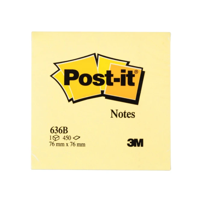 Memoblok 3M Post-it 636 76x76mm kubus geel 450 vel