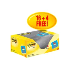 Memoblok 3M Post-it 653 38x51mm geel 16 + 4 gratis