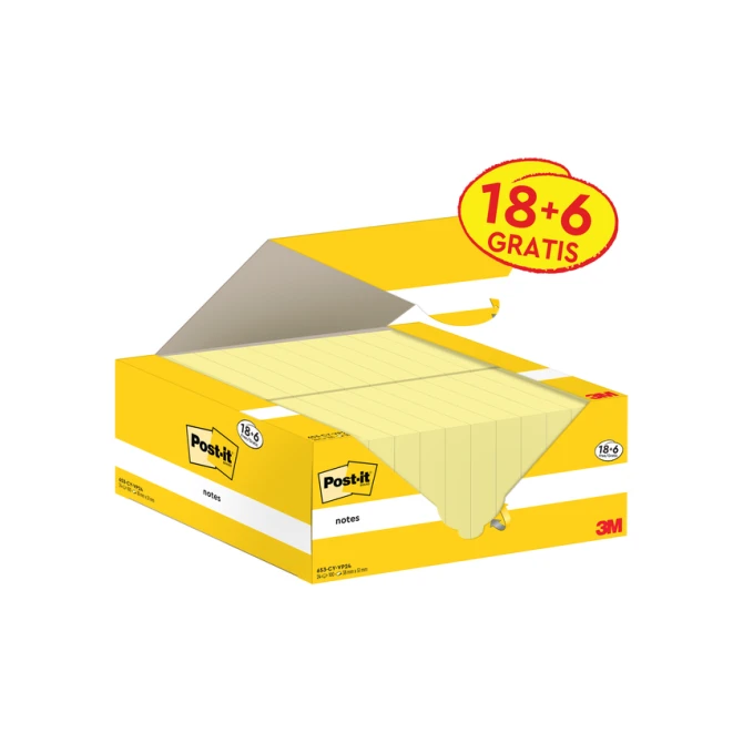Memoblok 3M Post-it 653-CY 38mmx51mm geel voordeelpak