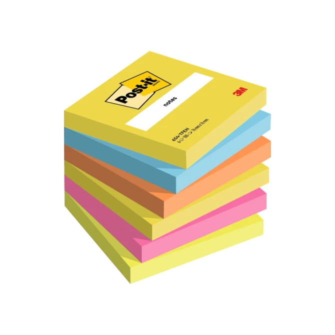 Memoblok 3M Post-it 654 76x76mm Energetic Colours 6 stuks