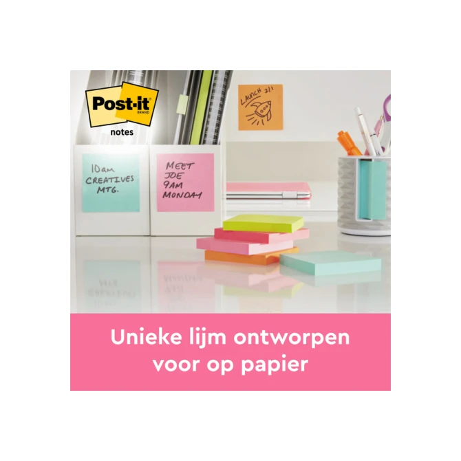 Memoblok 3M Post-it 654 76x76mm Energetic Colours 6 stuks