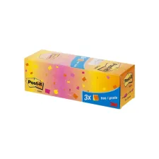 Memoblok 3M Post-it 654 76x76mm neon assorti 21 + 3 gratis