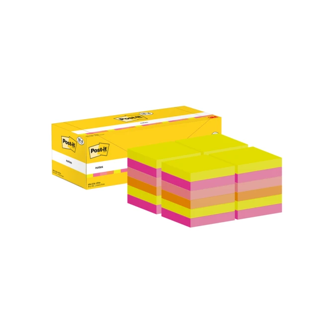 Memoblok 3M Post-it 654-COL 76x76mm kleur ass voordeelpak