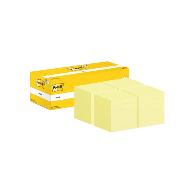 Memoblok 3M Post-it 654-CY 76x76mm geel voordeelpak