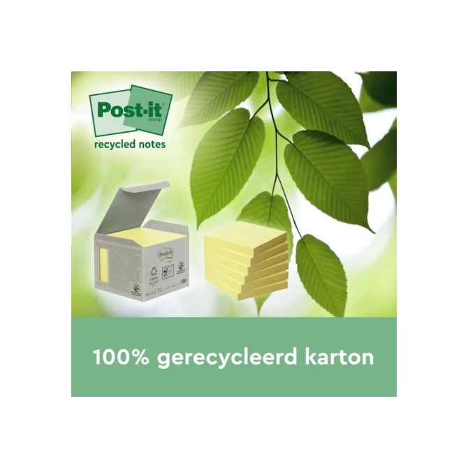 Memoblok 3M Post-it 654 RSSCOL 76x76mm geel 3+1 gratis