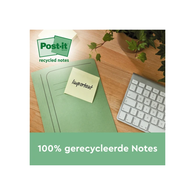 Memoblok 3M Post-it 654 RSSCOL 76x76mm geel 3+1 gratis