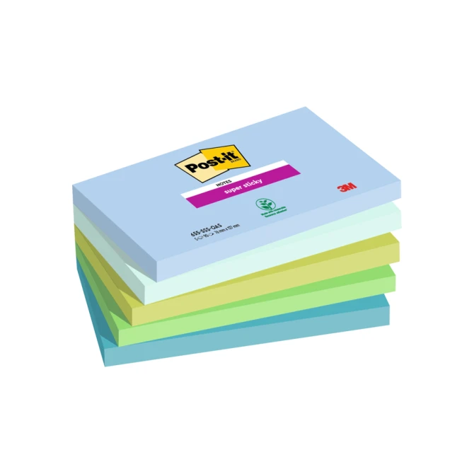 Memoblok 3M Post-it 655 76mmx127mm Super Sticky Oasis 5 stuks