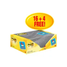 Memoblok 3M Post-it 655 76x127mm geel 16 + 4 gratis