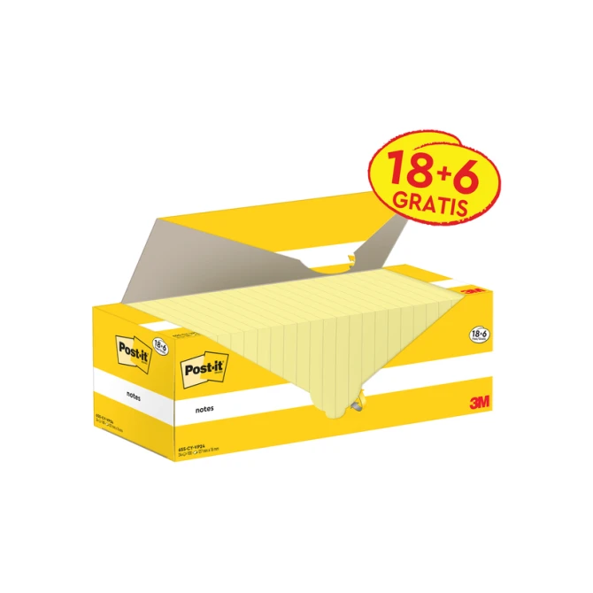 Memoblok 3M Post-it 655-CY 76x127mm geel voordeelpak