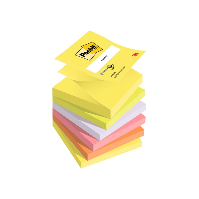 Memoblok 3M Post-it Z-Note R330 76x76mm ass kleur 6 stuks