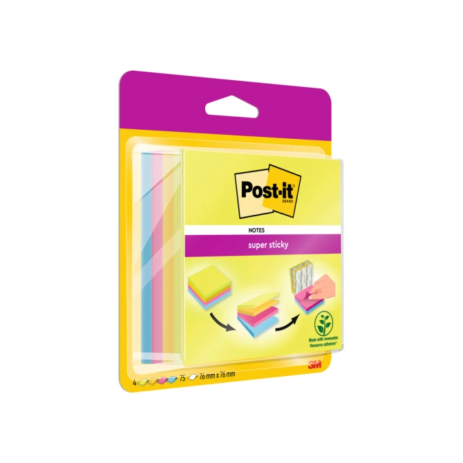 Memoblok Post-it 2014 Super Sticky 76x76mm smart kubus Rio 300 vel